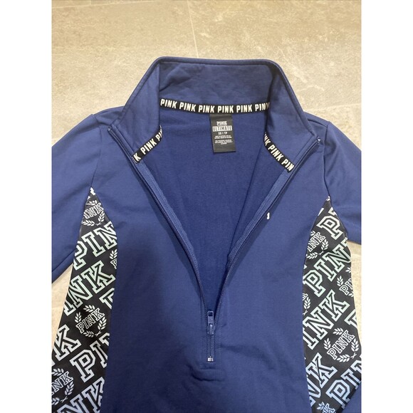 Victoria Secret Pink Ultimate Jacket Size XS Half Zip Pullover Navy Blue - Picture 3 of 9